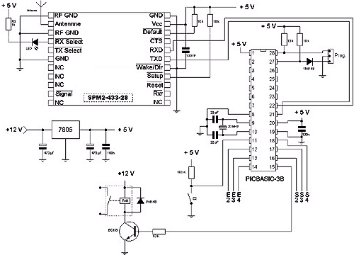 Schéma interface radio 4 entrées / 4 sorties pour PC