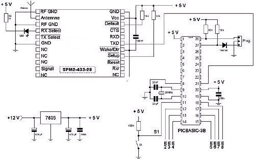 Schéma Télécommande radio (émetteur/récepteur 8 canaux)