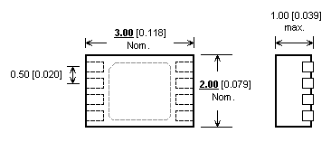 Dimensions Adaptateur DIL8/QFN8-4 ZIF-CS