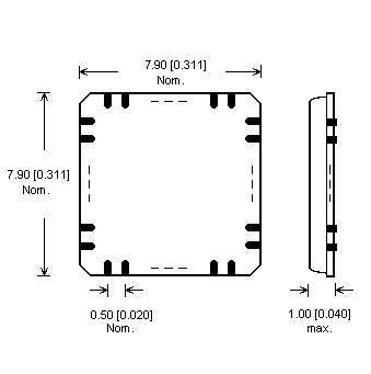 Dimensions Adaptateur DIL48/MLF56 ZIF-CS CY-1