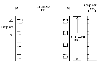 Dimensions Adaptateur DIL8/QFN8-1 ZIF-CS