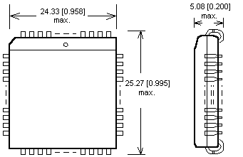 Dimensions Adaptateur DIL40/PLCC68 ZIF DS87C550