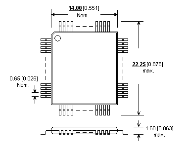 Dimensions Adaptateur ARM LPC21xx QFP64 700298 - ZIF Support 64 broches