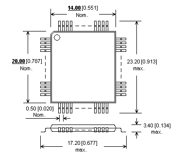 Dimensions Adaptateur DIL48/QFP128 ZIF-CS NT68-1