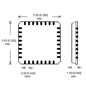 Dimensions Adaptateur DIL32/MLF32-1 ZIF-CS