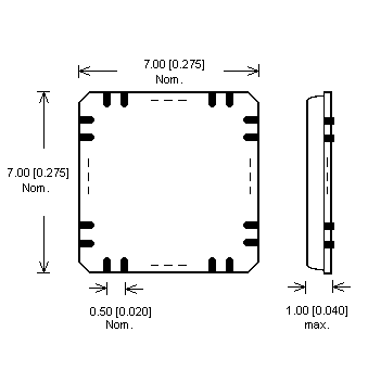 Dimensions Adaptateur DIL44/MLF44-1 ZIF-CS