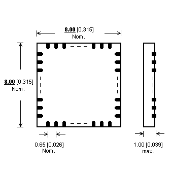 Dimensions Adaptateur DIL44/QFN44-2 ZIF-CS