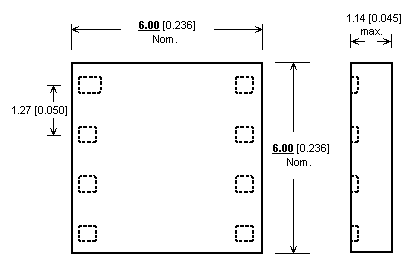 Dimensions Adaptateur DIL8/QFN8-2 ZIF-CS