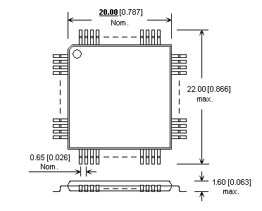 Dimensions Adaptateur DIL48/QFP112 ZIF HCS12-1