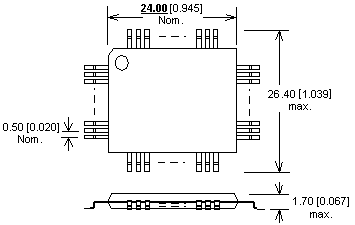 Dimensions Adaptateur DIL48/QFP176-1 ZIF TMS320-1