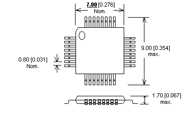 Dimensions Adaptateur DIL32/TQFP32-1 ZIF