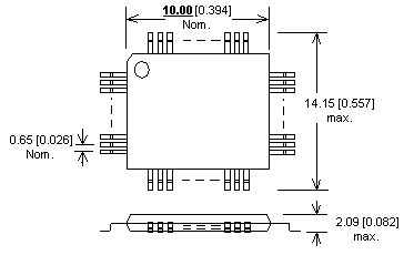 Dimensions Adaptateur DIL40/MQFP52 ZIF ADuC812