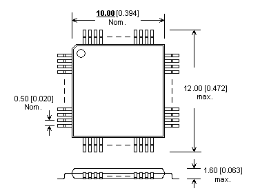 Dimensions Adaptateur DIL48/QFP64-1 ZIF HCS08-1