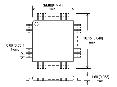 Dimensions Adaptateur DIL40/TQFP44 ZIF PIC