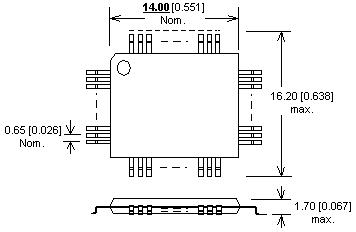Dimensions Adaptateur DIL48/QFP80 ZIF HC12-1