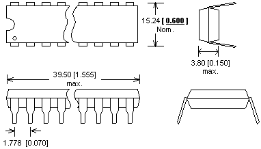 Dimensions Adaptateur DIL42/SDIP42 ZIF 600 mil