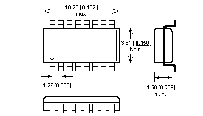 Dimensions SOIC16 Adaptateur DIL44/SOIC44 ZIF-CS