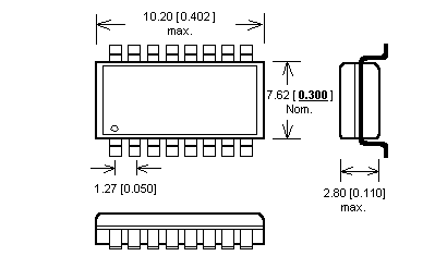 Dimensions SOIC16 pour Adaptateur DIL44/SOIC44 ZIF-CS