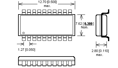 Dimensions SOIC20 Adaptateur DIL44/SOIC44 ZIF-CS
