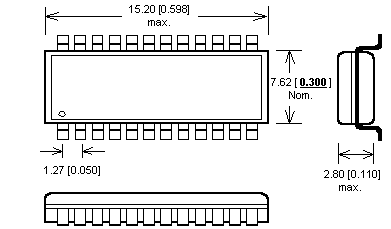 Dimensions SOIC24 Adaptateur DIL44/SOIC44 ZIF-CS