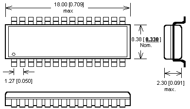Dimensions pour SOIC28 Adaptateur DIL44/SOIC44 ZIF-CS