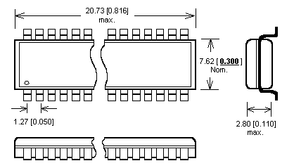 Dimensions Adaptateur DIL32/SOIC32 ZIF 300 mil