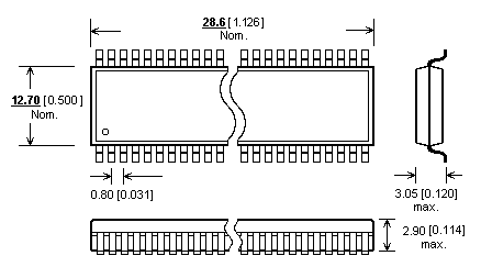 Dimensions Adaptateur DIL48/SSOP70 ZIF OKI-1