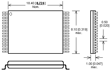 Dimensions Adaptateur DIL32/TSOP32 ZIF 18.4 mm Flash