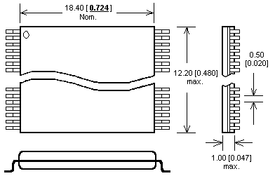 Dimensions TSOP48 Adaptateur DIL48/TSOP48 ZIF 18.4 mm
