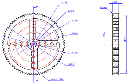 Détail de la poulie 80 T Détail de la poulie 80 T
