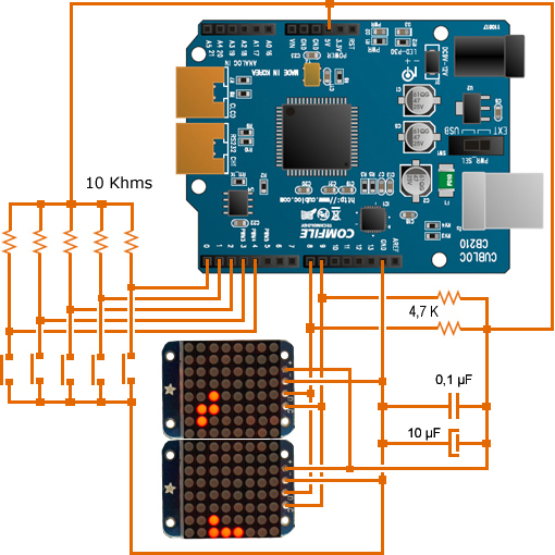 Montage jeu vidéo avec CB210 et matrice à leds