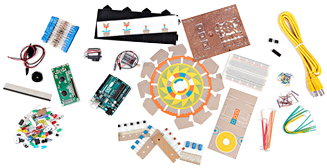 Vue des éléments du starter kits Arduino en Français