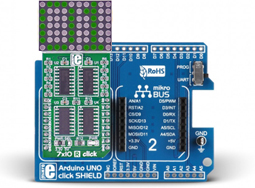 Raccordement du Module 7x10 G click MIKROE-2705 sur la platine Mikroe-1581
