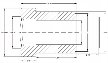 Dimensions de la lentille M2016ZH01