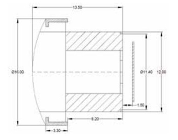 Dimensions de la lentille grand angle M32076M20