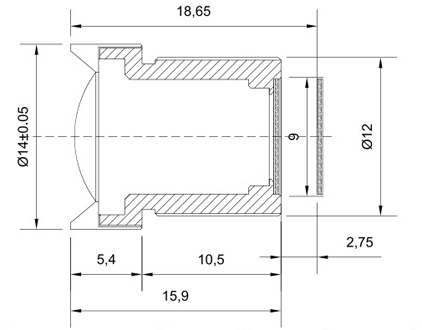 Dimensions de la lentille M25360H06S