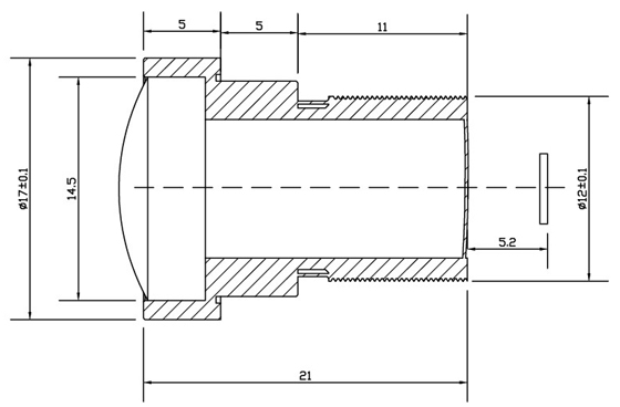 Dimensions de la lentille 25mm M2025ZH01