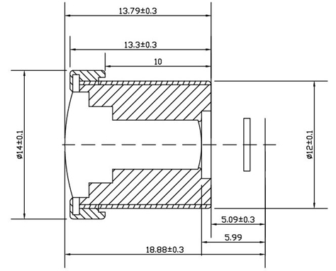 Dimensions de la lentille M30225H10