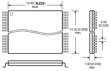 Dimensions Adaptateur DIL48/TSOP56 ZIF 18.4mm NOR-4