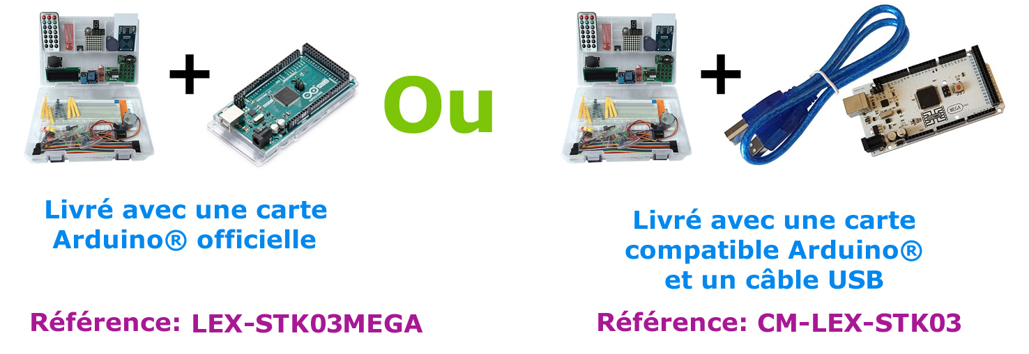 Choix entre carte officielle ou compatible Mega2560 dans le starter-kit