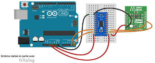 Schéma de câblage entre l'arduino et le Module Altitude Click - MIKROE-1489