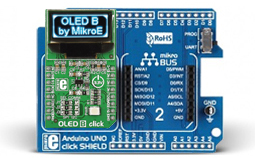 Raccordement du Module OLED B click sur la platine Mikroe-1650