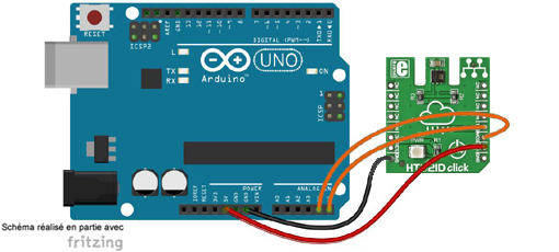 Schéma de câblage entre l'arduino et le Module HTU21D Click - MIKROE-1687