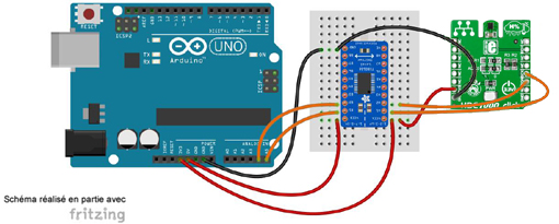 Schéma de câblage entre l'arduino et le Module HDC1000 click - MIKROE-1797