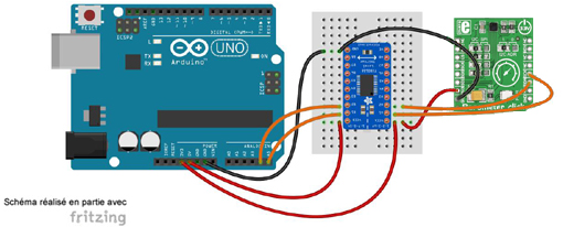 Schéma de câblage entre l'arduino et le Module Barometer click - MIKROE-1817