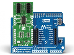 Raccordement du module sur Contrôleur PWM 2 click 48 sorties MIKROE-3148