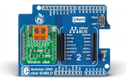 Raccordement du module sur Capteur de force Stretch click MIKROE-2064