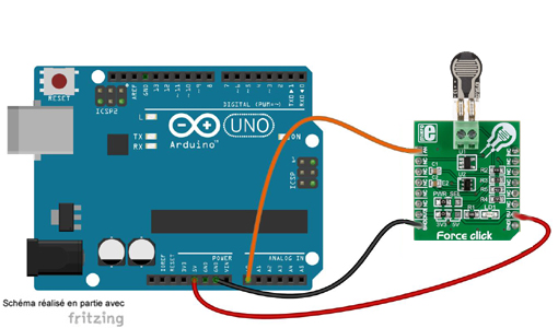 Schéma de câblage entre l'arduino et le MIKROE-2065