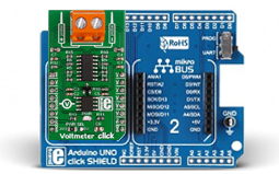 Raccordement du module sur Module Voltmeter click MIKROE-2436