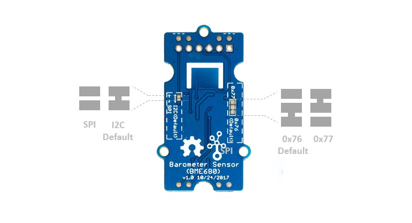 Face arrière du module capteur Grove  gaz - pression - température - humidité 101020513